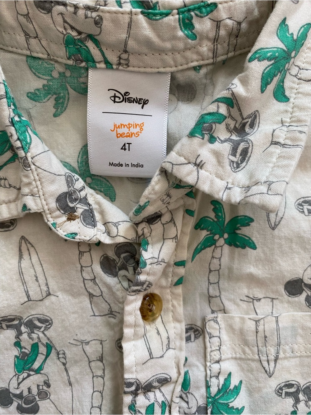 Jumping Beans x Disney Cream Tropical Print Button-Down Shirt for Kids